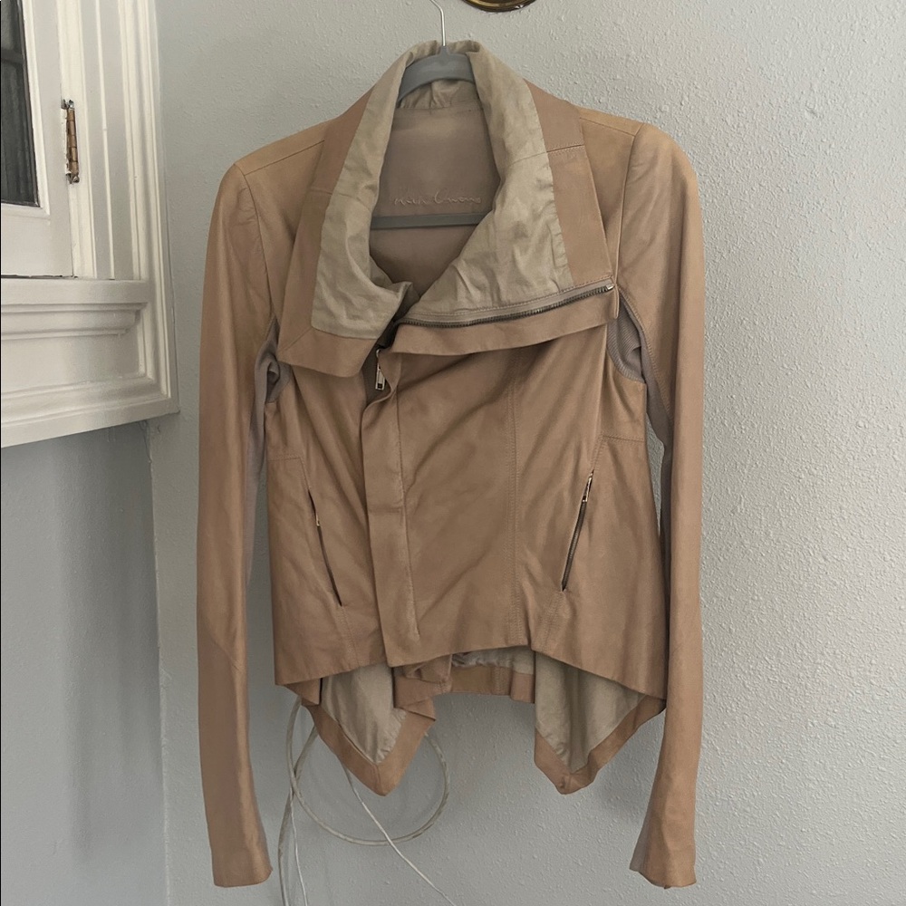 Rick Owens Tan Leather Jacket celebrity owned